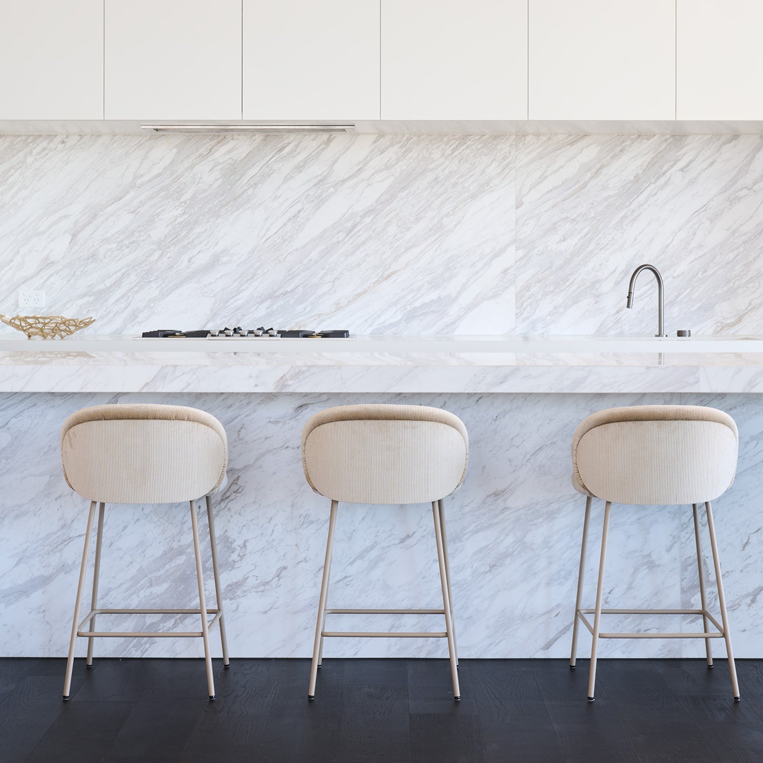 freifrau | ona kitchen stool 65cm | riga mastic + grey beige frame