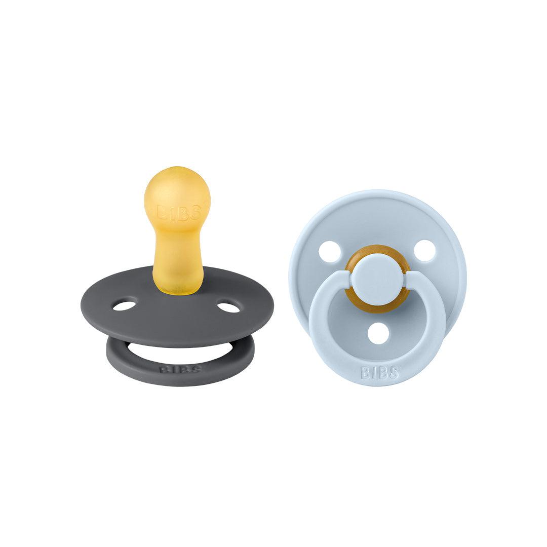 BIBS Colour Latex Pacifiers - Iron + Baby Blue - 2 Pack