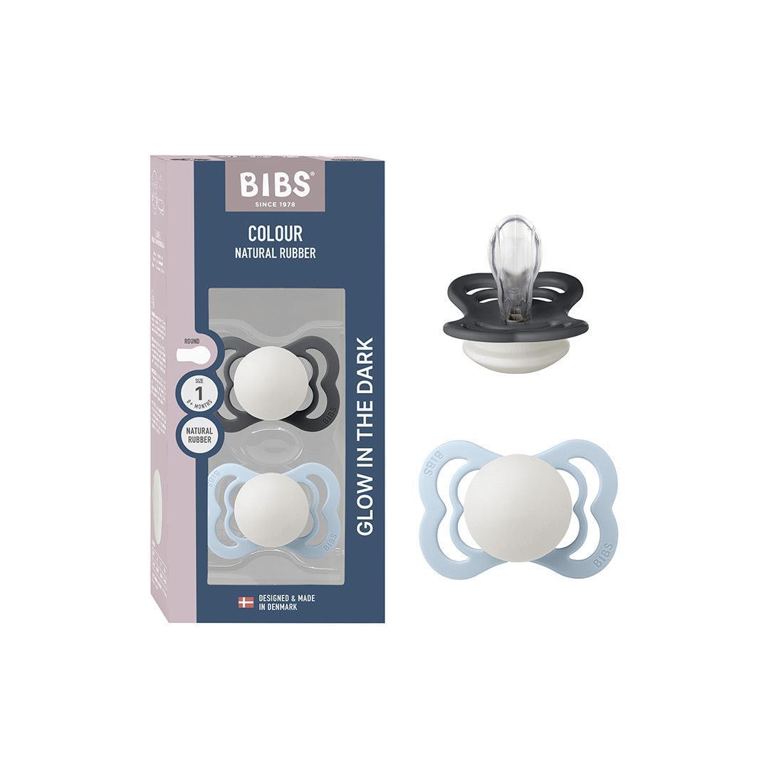 BIBS Pacifier Supreme 2 Pack Silicone - Baby Blue Glow / Iron Glow
