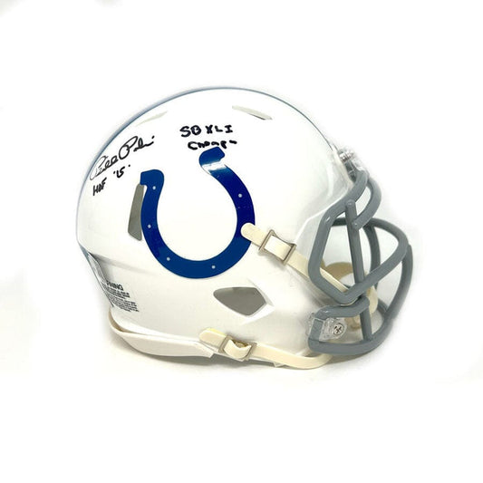 Bill Polian Signed Indianapolis Colts Speed Mini Helmet with HOF 15 and SB XLI Champs Signed Mini Helmets TSE Buffalo