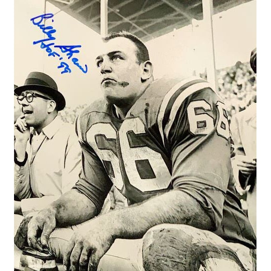 Billy Shaw Signed Sitting on Bench 8x10 Photo with HOF 99 Signed Photos TSE Buffalo