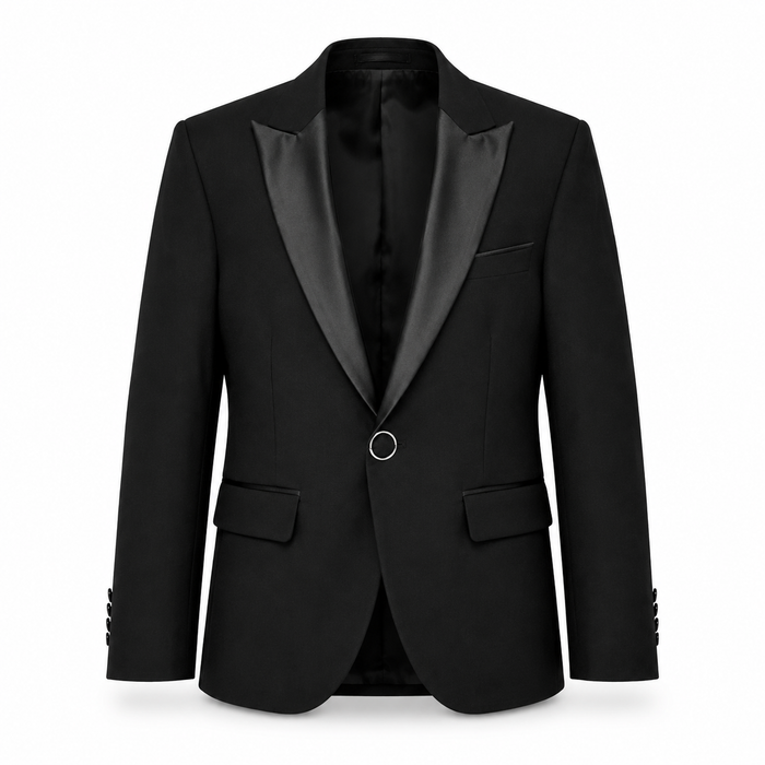 Boys Jacket- Edward Pin Dot Fine Texture Satin Tuxedo Jacket