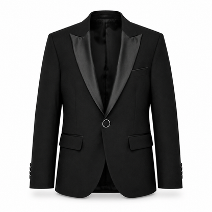 Boys Jacket- Edward Pin Dot Fine Texture Satin Tuxedo Jacket