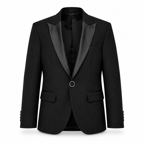 Boys Jacket- Edward Pin Dot Fine Texture Satin Tuxedo Jacket