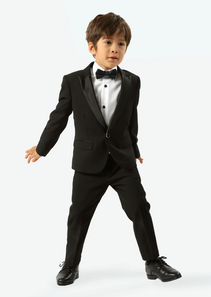 Boys Trouser - Edward Pin Dot Fine Texture Satin Tuxedo Trouser