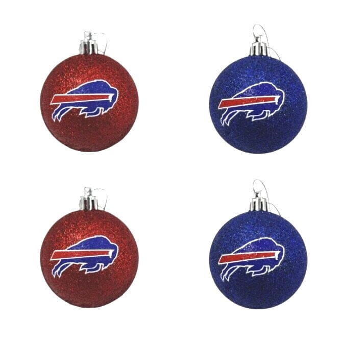 Buffalo Bills 4-Pack Glitter Ball Ornament Set General Merchandise TSE Buffalo
