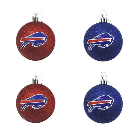 Buffalo Bills 4-Pack Glitter Ball Ornament Set General Merchandise TSE Buffalo