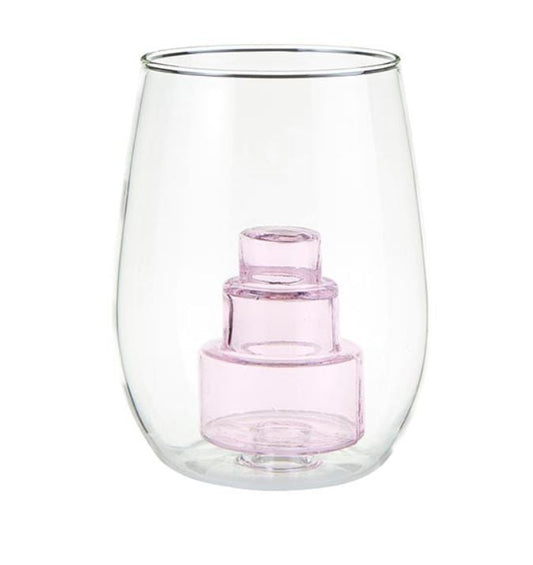 Stemless Wineglass with Cake Figurine