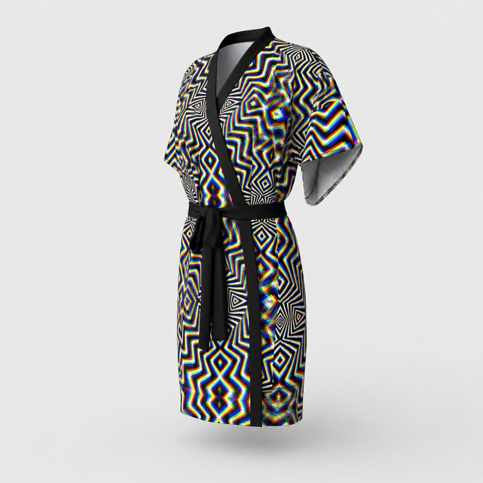 Chromadelic Kimono Robe lifestyle three-quarter front view