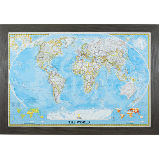 Classic World Push Pin Map – Bauhaus 200 Gray Oak