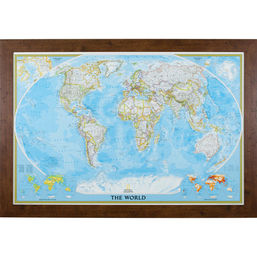 Classic World Push Pin Map – Bauhaus 200 Rustic Walnut