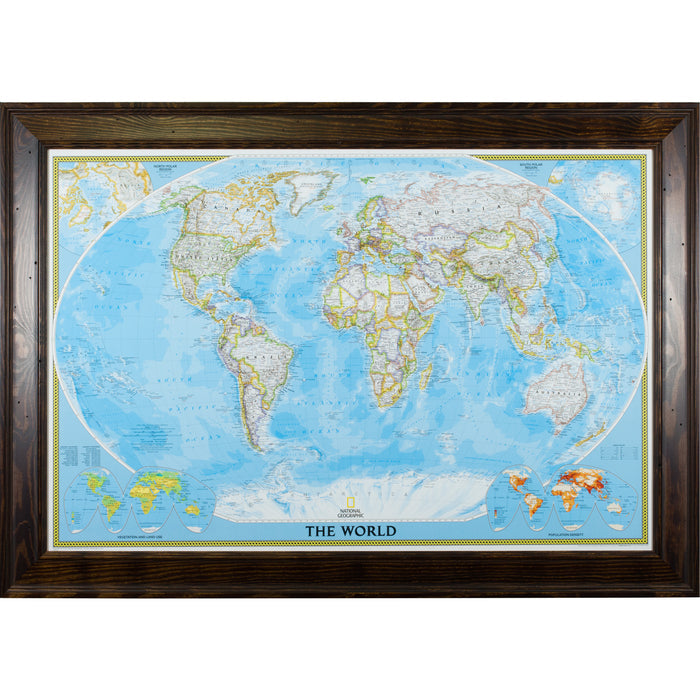 Classic World Push Pin Map – Burbank Walnut
