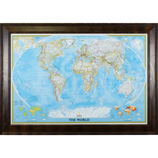 Classic World Push Pin Map – Burbank Walnut