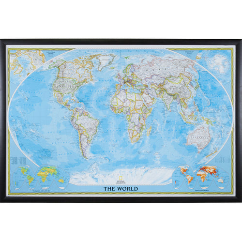 Classic World Push Pin Map – Contemporary Walnut