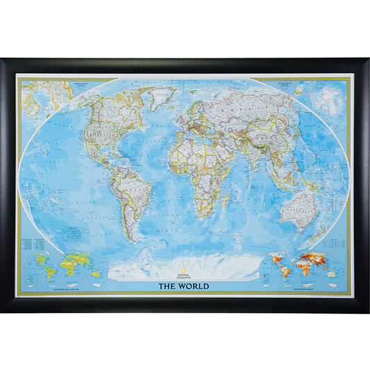 Classic World Push Pin Map – Contemporary Wide Black