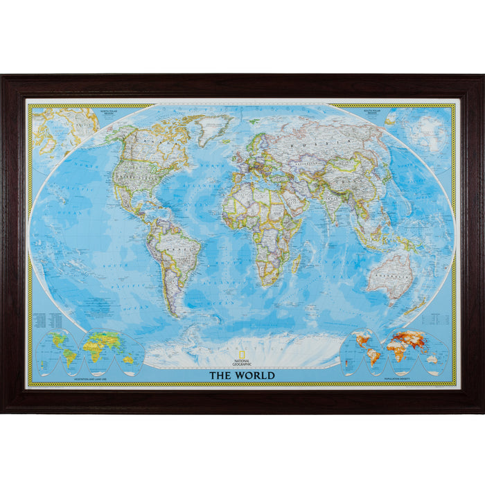 Classic World Push Pin Map – Revival Mahogany