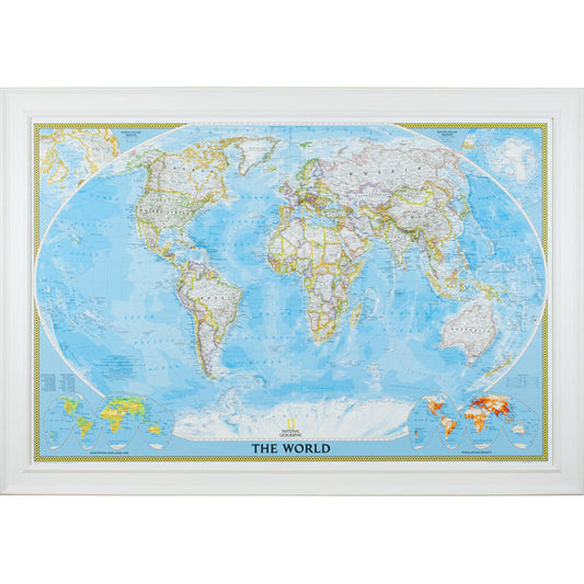 Classic World Push Pin Map – Revival White