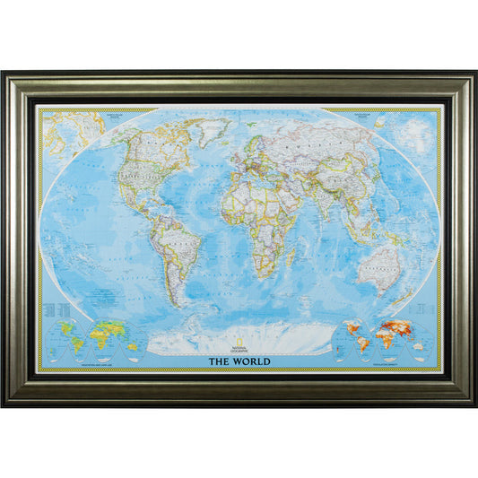 Classic World Push Pin Map – Sonora Canyon Silver