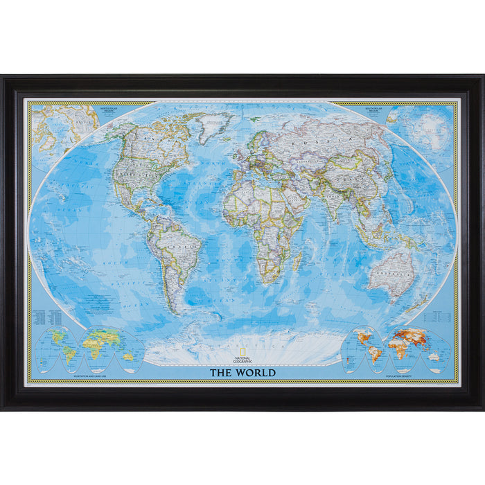 Classic World Push Pin Map – Upscale Walnut