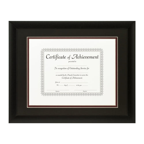Contemporary Black Document Frame – Black/Maroon Mat
