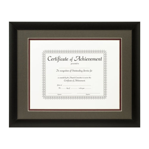 Contemporary Black Document Frame – Cinder/Maroon Mat