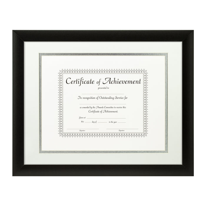 Contemporary Black Document Frame – White/Silver Mat