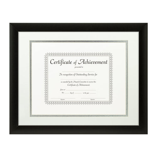 Contemporary Black Document Frame – White/Silver Mat