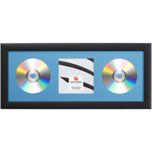 Contemporary Black Double CD Display Frame – Bay Blue Mat