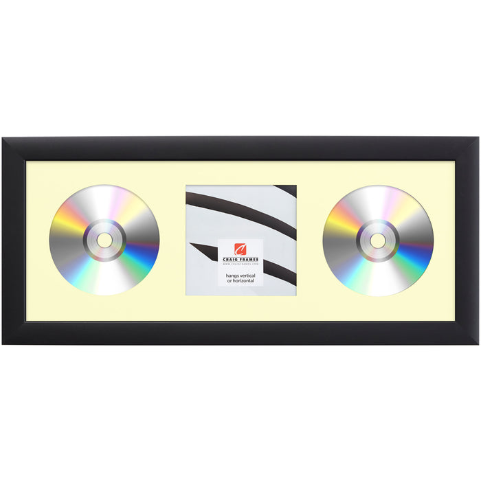 Contemporary Black Double CD Display Frame – Oat Mat