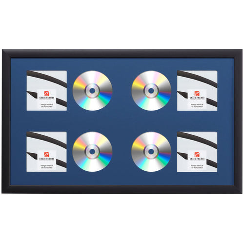 Contemporary Black Four CD Display Frame – Bottle Blue Mat