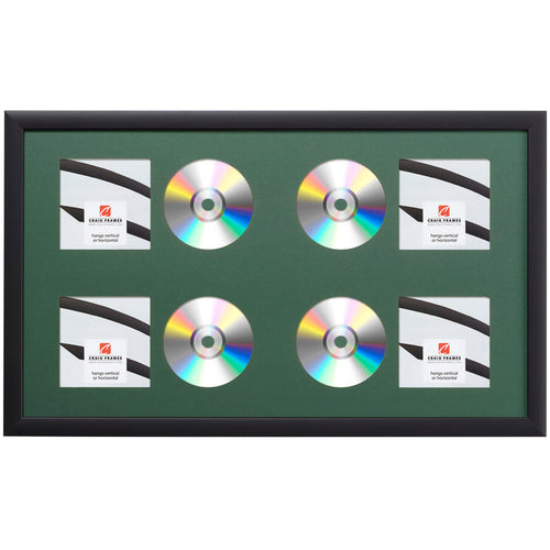 Contemporary Black Four CD Display Frame – Hunter Green Mat