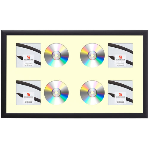 Contemporary Black Four CD Display Frame – Oat Mat