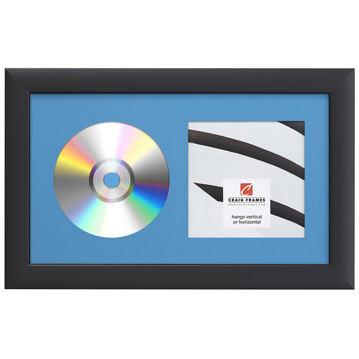Contemporary Black Single CD Display Frame – Bay Blue Mat