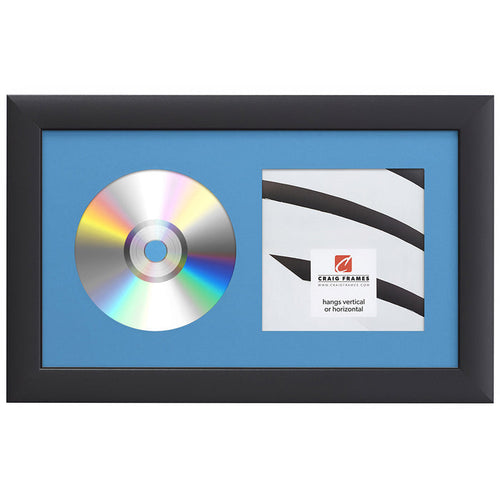 Contemporary Black Single CD Display Frame – Bay Blue Mat