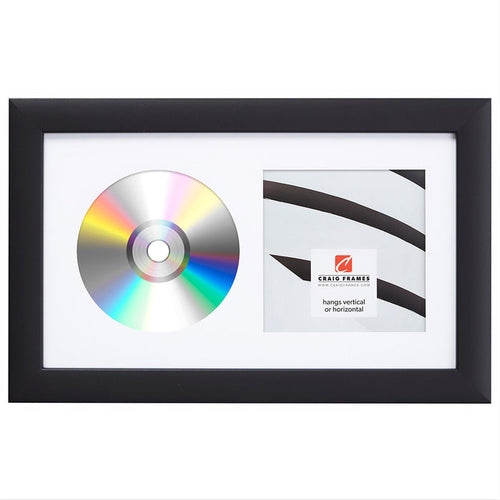 Contemporary Black Single CD Display Frame – Smooth White Mat