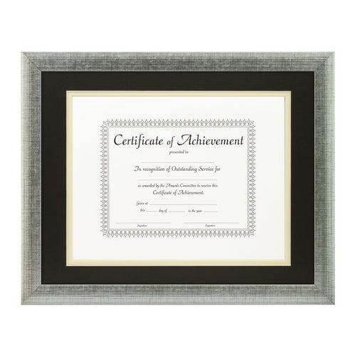 Contemporary Scratched Silver Document Frame – Black/Papyrus Mat