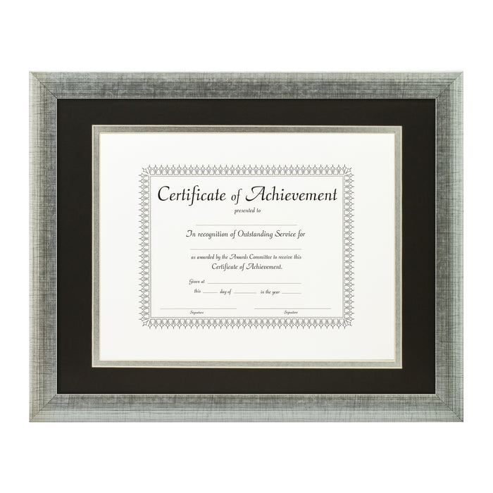 Contemporary Scratched Silver Document Frame – Black/Silver Mat