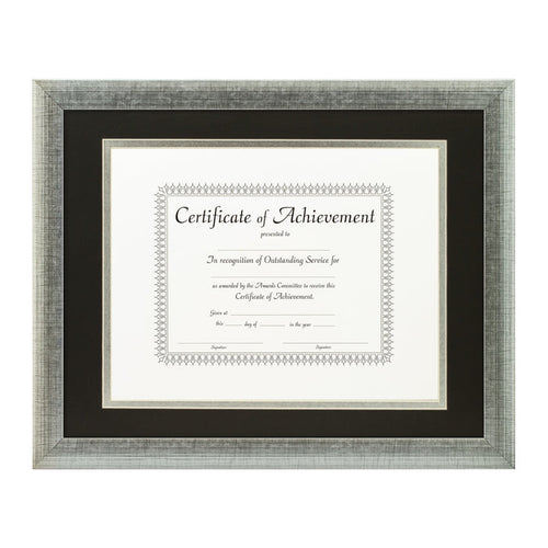 Contemporary Scratched Silver Document Frame – Black/Silver Mat