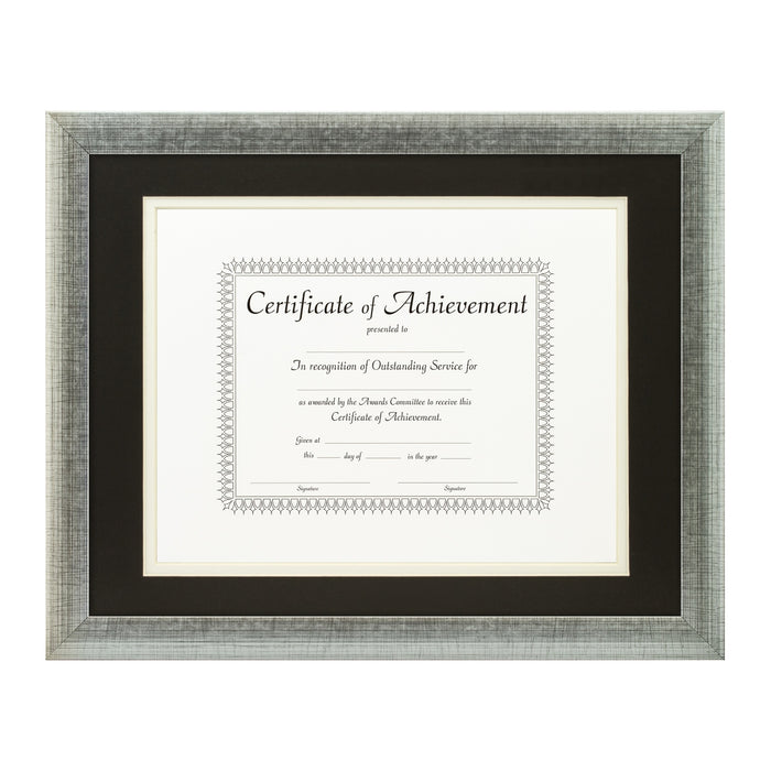 Contemporary Scratched Silver Document Frame – Black/White Mat