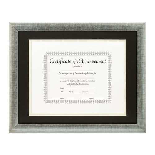 Contemporary Scratched Silver Document Frame – Black/White Mat