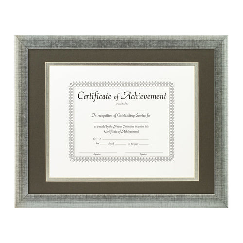 Contemporary Scratched Silver Document Frame – Cinder/Silver Mat