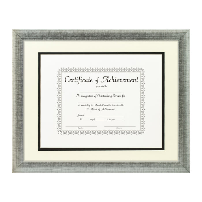 Contemporary Scratched Silver Document Frame – Papyrus/Black Mat