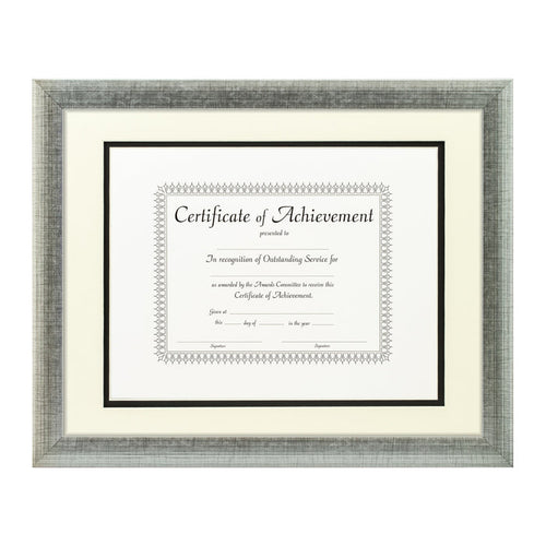 Contemporary Scratched Silver Document Frame – Papyrus/Black Mat