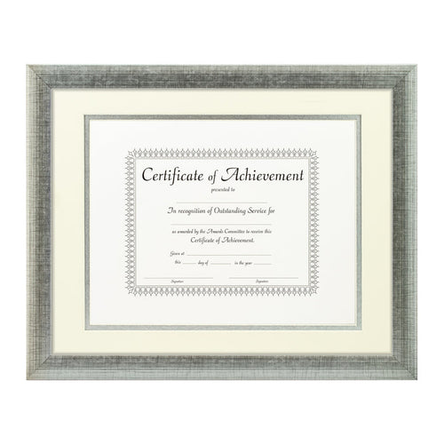 Contemporary Scratched Silver Document Frame – Papyrus/Silver Mat