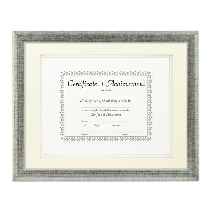 Contemporary Scratched Silver Document Frame – Papyrus/White Mat