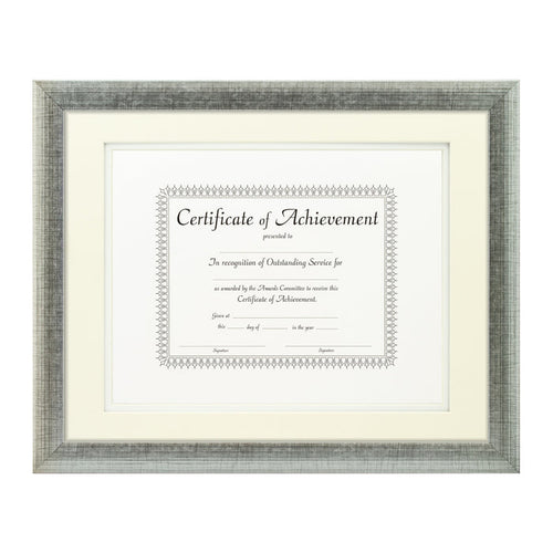 Contemporary Scratched Silver Document Frame – Papyrus/White Mat