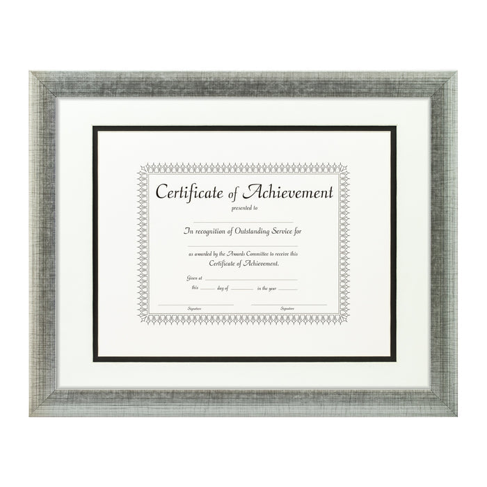 Contemporary Scratched Silver Document Frame – White/Black Mat