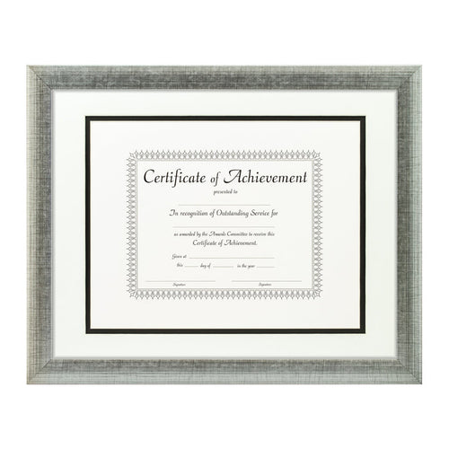 Contemporary Scratched Silver Document Frame – White/Black Mat