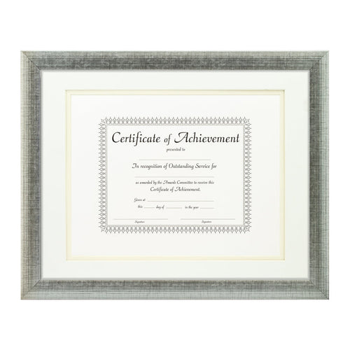 Contemporary Scratched Silver Document Frame – White/Papyrus Mat