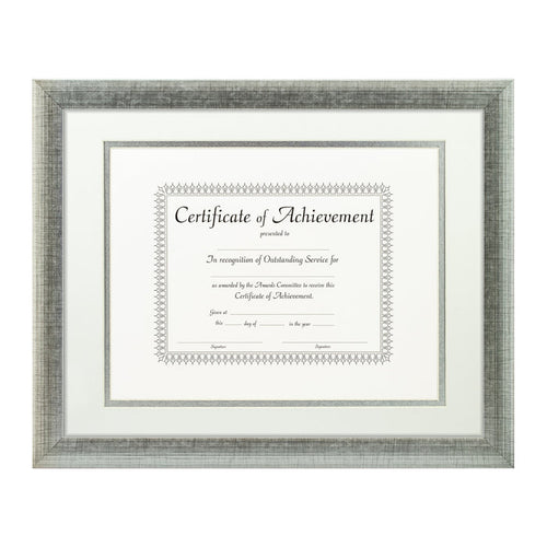 Contemporary Scratched Silver Document Frame – White/Silver Mat